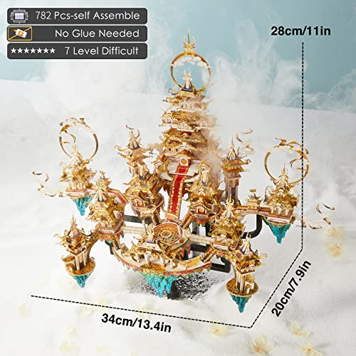 Piececool 3D Metal Asian Puzzles Model Kits- LINGXIAO Palace Metal Building Kits for Adults, Brain Teaser Puzzle DIY Handcraft Best Gifts for Man Woman Family