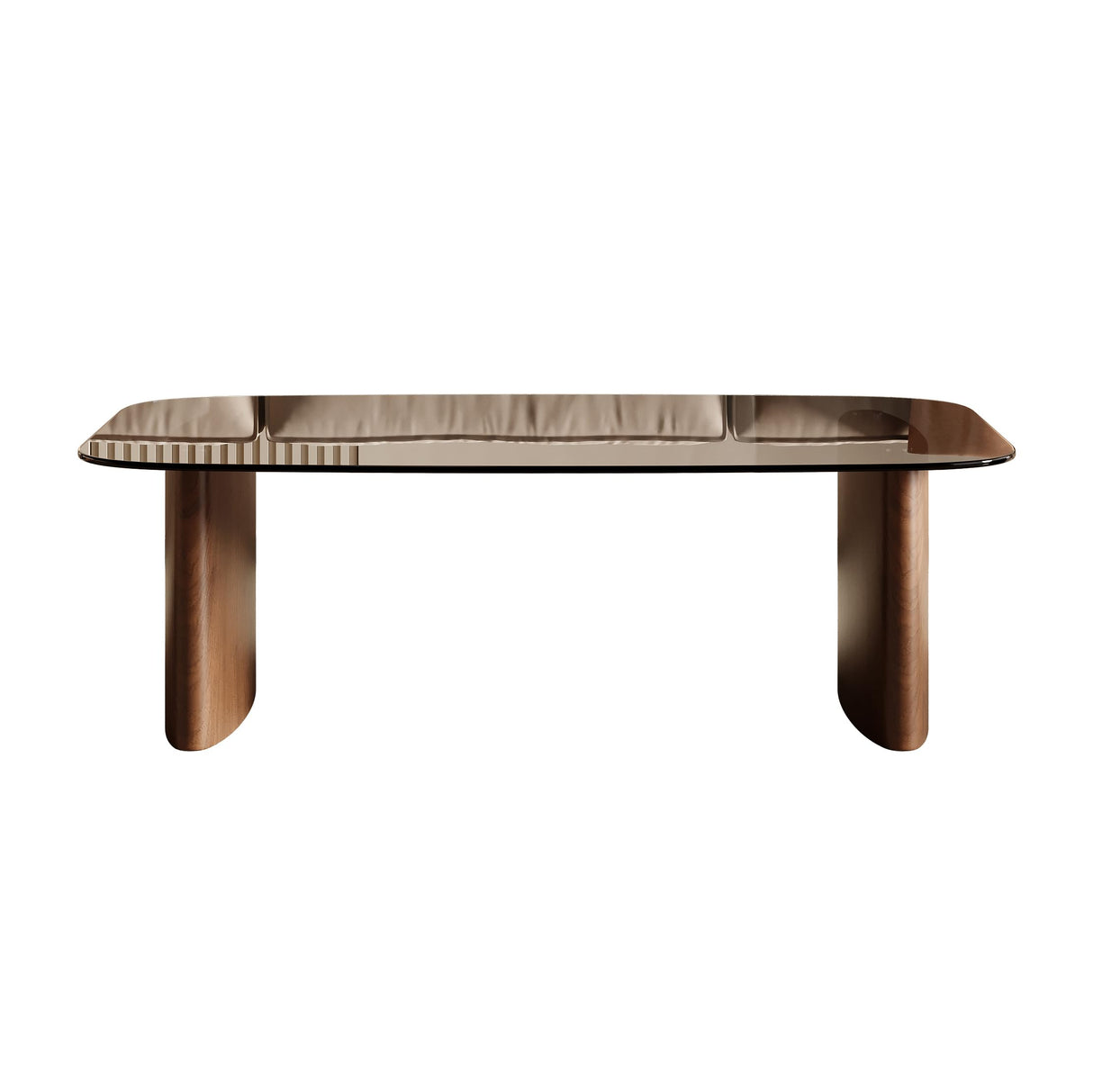 Modern Glass Coffee Table, Coffee Table for Living Room,Tempered Glass-top with Sturdy Wooden Base, Modern Coffee Tables for Small Space, Apartment, Office, Minimalist Design (Walnut) Honyee