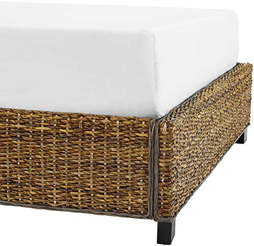 Crosley Furniture Serena Bed, Handwoven Natural Fiber Rattan Headboard and Footboard Set, Banana Leaf, Queen Crosley Furniture