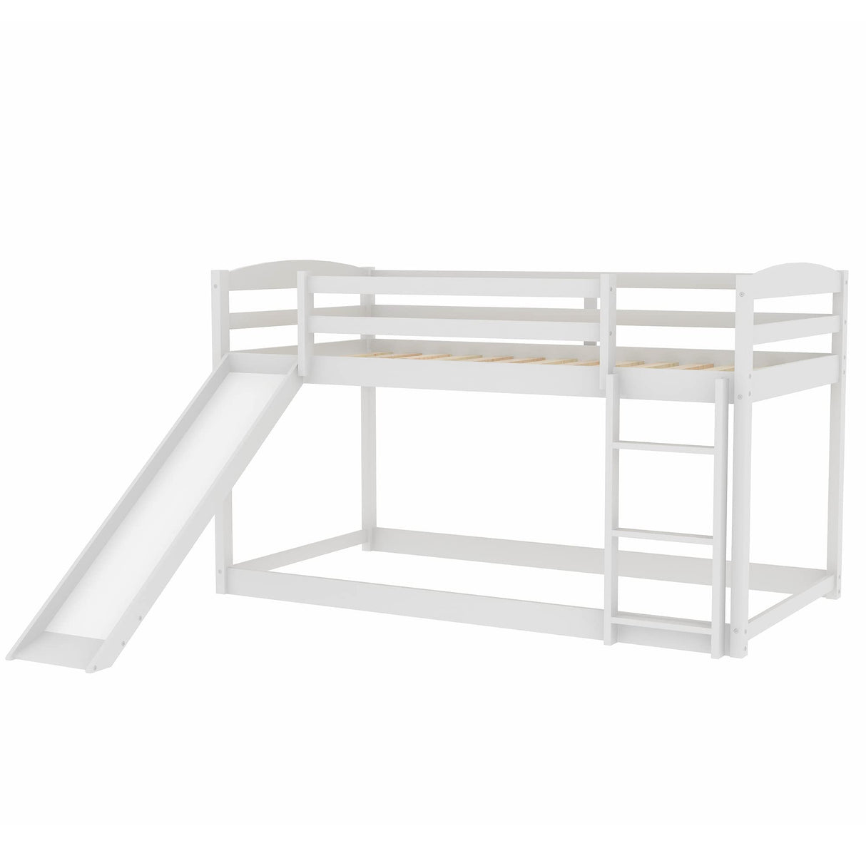Harper&Bright Designs Twin Bunk Beds with Slide for Kids, Low Profile Bunk Beds with Built-in Ladder, No Box Spring Needed Harper & Bright Designs