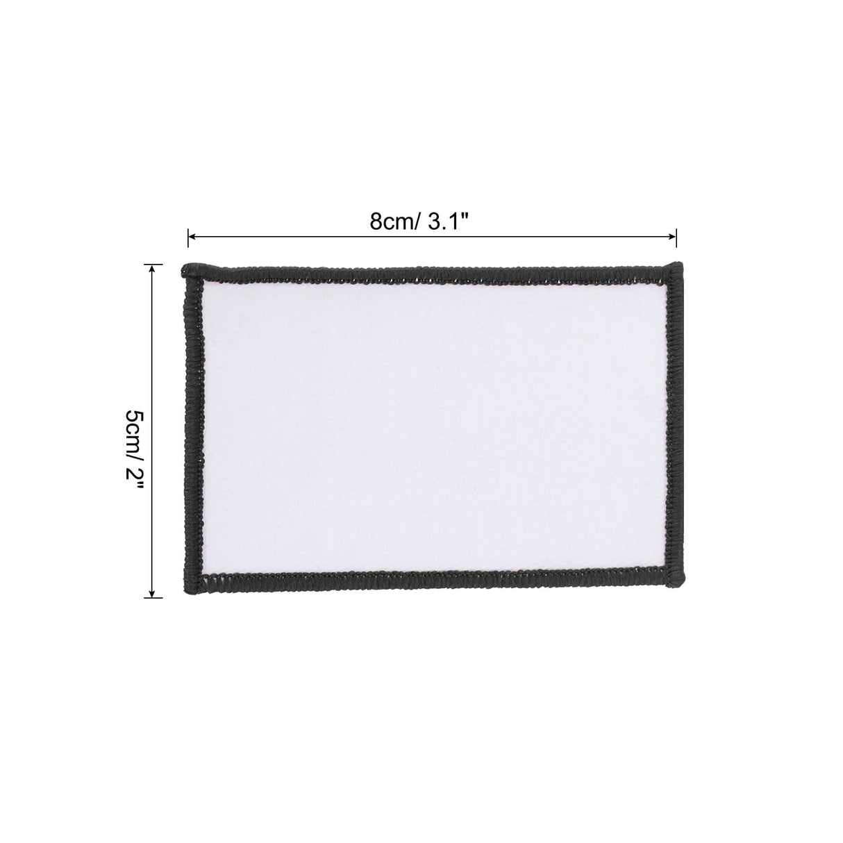 MECCANIXITY 30pcs Sublimation Patch Blank, 8x5cm/3.15x1.97 Inch Fabric Iron-on Blank Heat Transfer Repair Patch for DIY Crafts Caps Clothes, White with Black Border MECCANIXITY
