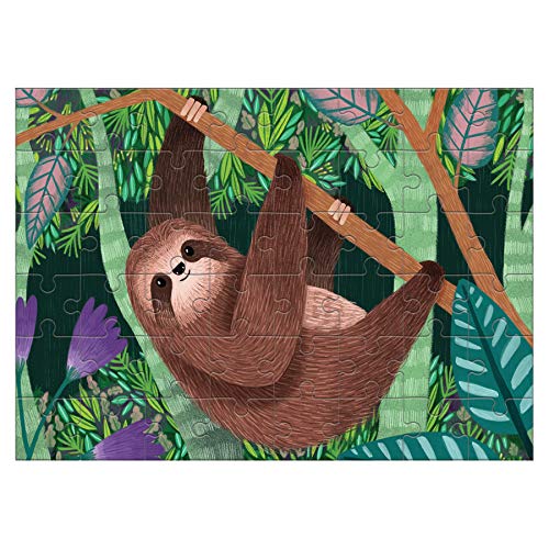 Mudpuppy Three-Toed Sloth Mini Puzzle, 48 Pieces, 8” x 5.75” – Perfect Family Puzzle for Ages 4+ – Jigsaw Puzzle Featuring a Colorful Illustration of a Sloth, Informational Insert Included Mudpuppy