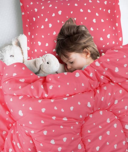 Utopia Bedding Heart Pink Kids Comforter Set with 2 Pillow Shams, 3 Piece Soft Microfiber Twin Bed Comforter with Pillow Shams, Printed Kids Bedding for Boys and Girls, Breathable,Easy Care Utopia Bedding