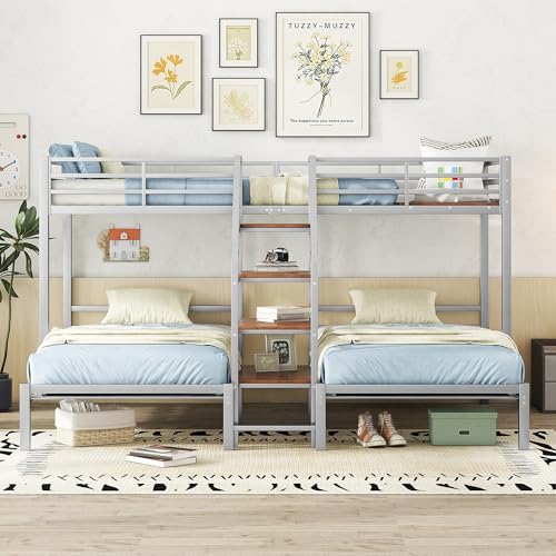 Bellemave Triple Metal Bunk Bed for 3 Kids, Twin Over Twin Over Twin Size Bunk Bed Bellemave