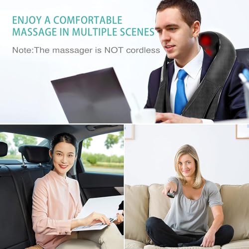 AERLANG Shiatsu Back and Neck Massager, Back Massager Deep Tissue Kneading Neck and Shoulder Massage with Heat, Electric Massage Pillow Fathers Day Gift Ideas from Daughter Son(NOT Cordless) AERLANG