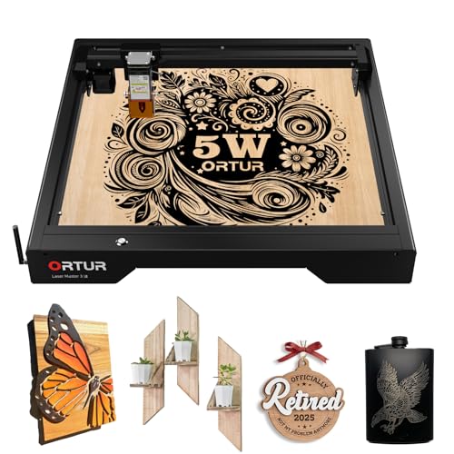 5,000mW Engraving Machine, Ortur Laser Master 3 LE Laser Engraver, High Precision 0.09×0.15mm Spot, WiFi APP Control, 400×400mm Work Area, Detail Engraving for DIY Crafts, Wood, Acrylic, Leather Ortur