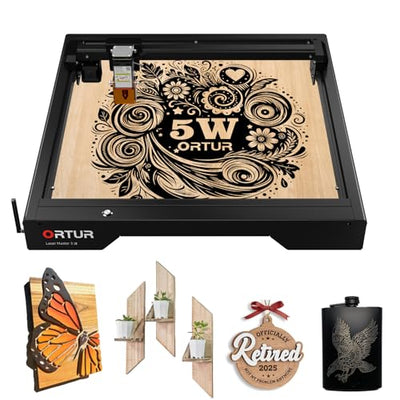 5,000mW Engraving Machine, Ortur Laser Master 3 LE Laser Engraver, High Precision 0.09×0.15mm Spot, WiFi APP Control, 400×400mm Work Area, Detail Engraving for DIY Crafts, Wood, Acrylic, Leather