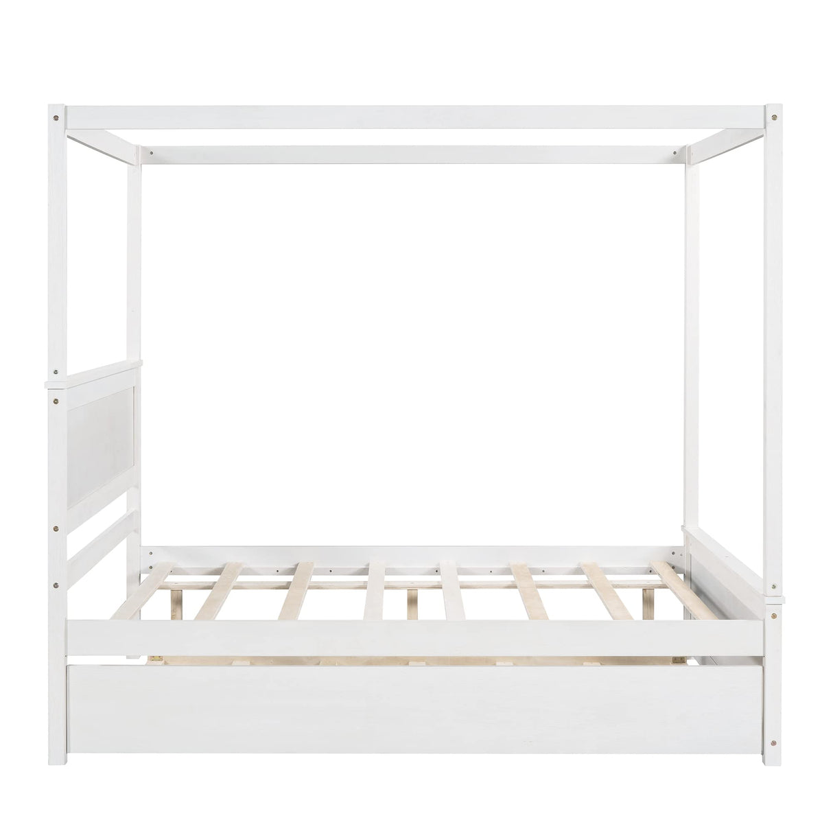 Bellemave Modern Full Canopy Bed with Twin Size Trundle – Stylish Space-Saving Design for Kids and Teens Bellemave