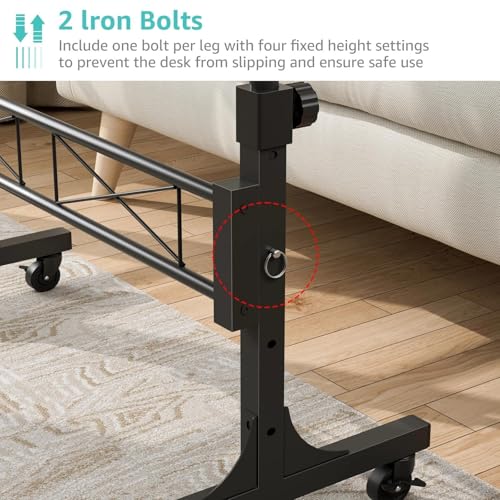 WINAZ Small Portable Rolling Standing Desk - 32 Inch Adjustable Height Mobile Teacher Podium on Wheels for Classroom, Stand Up Desks for Treadmill Walking Pad, Couch Sofa Side Laptop Table, Black WINAZ