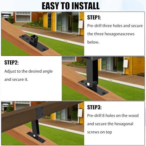 JEXALINE 3Pcs Roof Riser Brackets Kit,Pergola Roof Riser Beam Bracket,Heavy Duty Roof Mount Pergola Brackets, Roof Bracket Kit,Adjustable Saddle Roof Riser Post for Gazebo Pergola-Includes Screws… JEXALINE