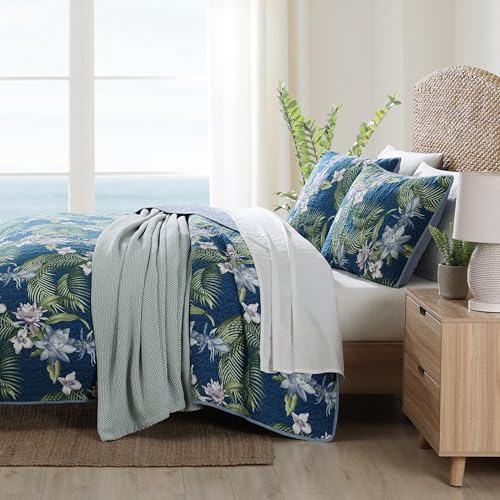 Tommy Bahama - King Quilt Set, Reversible Cotton Bedding with Matching Shams, Medium Weight, Oeko-Tex Certified (Southern Breeze Dark Blue) Tommy Bahama