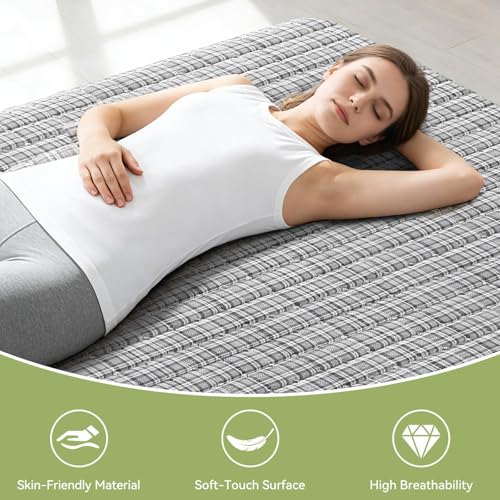 SLANKE Japanese Floor Mattress Twin Size β 3.2" Thick High-Density Foam Futon Mattress, Roll-Up Tatami for Hard Floor Sleeping, Space Saving, Small Apartment Living & Minimalist Japanese Style (Grey) SLANKE