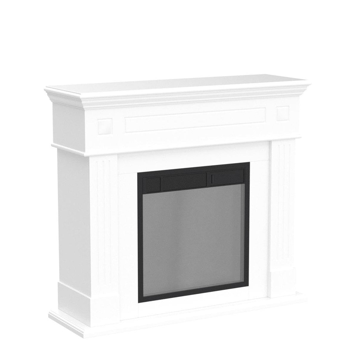 JAMFLY Electric Fireplace Mantel Package Wooden Surround Firebox TV Stand Free Standing Electric Fireplace Heater with Logs, Adjustable Led Flame, Remote Control, 750W-1500W, Lvory White… JAMFLY