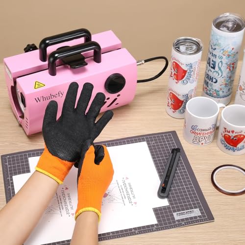 Whubefy Tumbler Heat Press Machine Pink for 30oz 20oz Sublimation Blank Skinny Tumbler 11-16oz Coffee/Ceramic/Stainless Steel/Aluminium Mug Cup with Heat Paper, Tape & Gloves As Gift for Easy Custom Whubefy