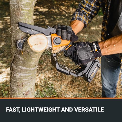 Worx 20V 5" Mini Cordless Chainsaw, 3.9 lbs, 22 ft/s Chain Speed, Power Share Battery, Upper & Hand Guard WG324 - Battery & Charger Included WORX