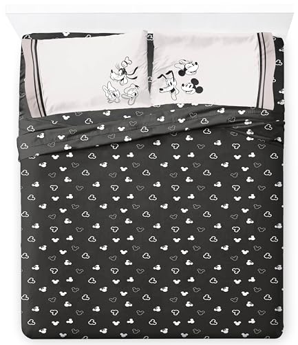 Jay Franco Kids Sheet Set with Fitted, Flat Sheets & Pillow Cover - Ultra-Soft Bedding with Pillowcase for Room Decor, Black - Mickey and Friends, 4 Piece King Jay Franco