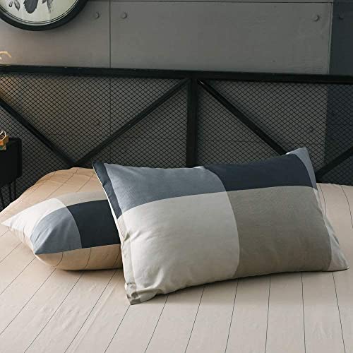 Queen Comforter Set Fluffy Plaid Checkered Pattern Comforter Set Modern Style Geometric Comforter with 2 Pillow Shams Grid Plaid Bedding Comforter for Boys Men All Season Queen Size Bed Comforter Set LifeTB