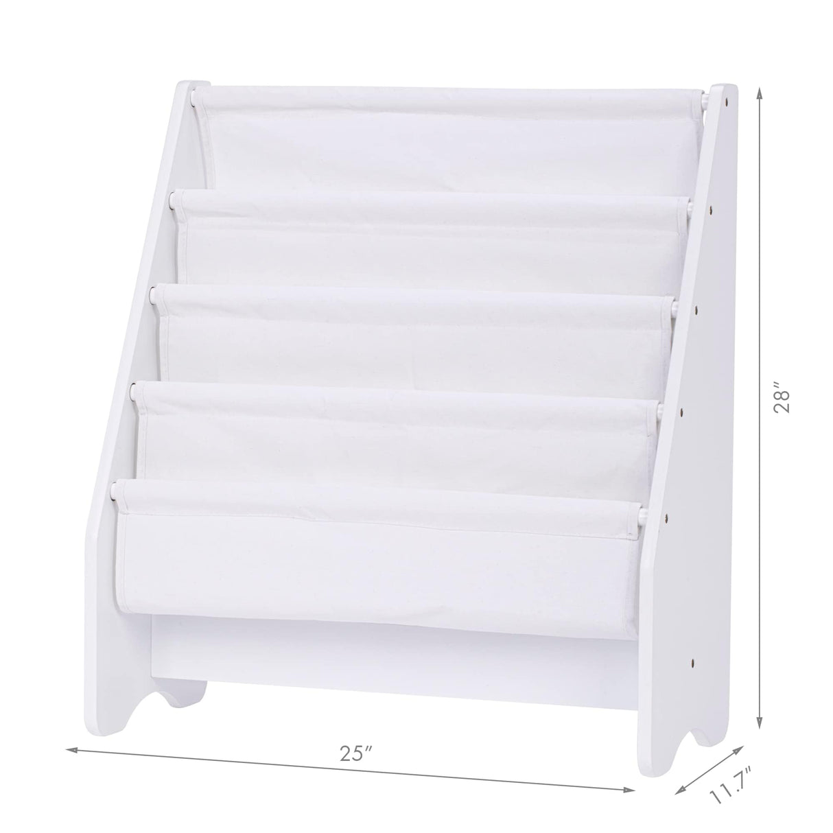 UTEX Kids Bookshelf Storage, Book Shelf for Kids Rooms, 4 Tier Sling Toddler Bookshelf, Magazine Book Rack, Children Book Organizer, White UTEX