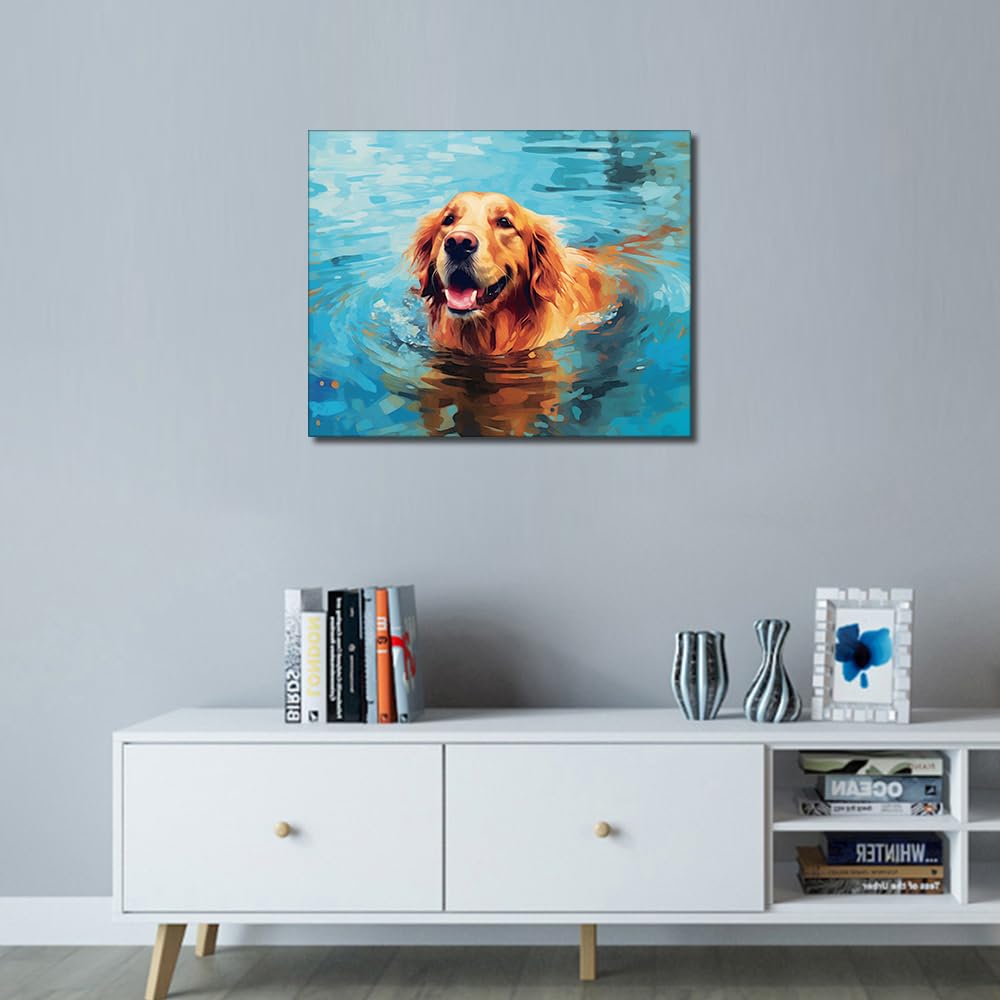 TUMOVO Paint by Number for Adults on Canvas - Puppy and Dog DIY Kit - Animal Craft for Kids and Adults - 16x20 Inch TUMOVO