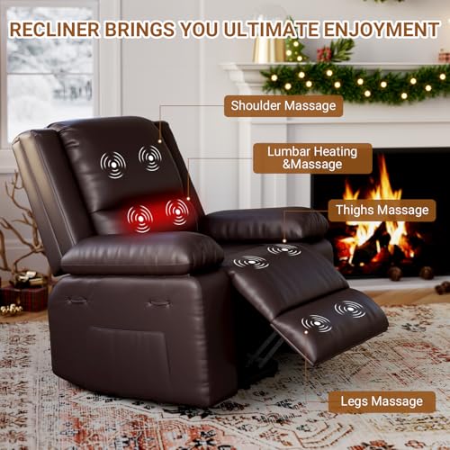 FinerFurnis Power Lift Recliner Chair with Heat and Massage, Faux PU Upholstery, Electric Lift Function for Elderly and Mobility Impaired, Adjustable Back and Leg Support, Heavy Duty Design FinerFurnis