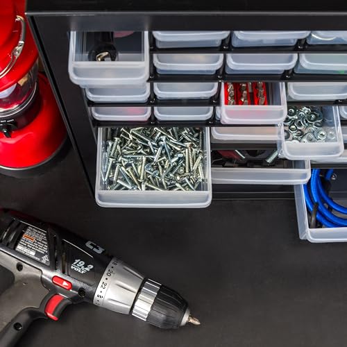 IRIS USA Screw Organizer, Hardware Storage Organizer, 44 Drawer Parts Cabinet, Plastic Drawer Storage for Hardware Crafts, Small Parts, Nuts and Bolts, Tool Storage, Scrapbook Art Hobby - Black IRIS