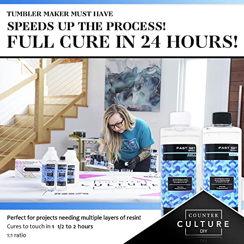 Counter Culture DIY Fast Set Epoxy Resin, 1 Gallon Kit, Quick Art Supplies for Coating, Casting, Geodes, Tabletop, Bar Top, Live Edge River Tables, Metallic Stains… Counter Culture DIY