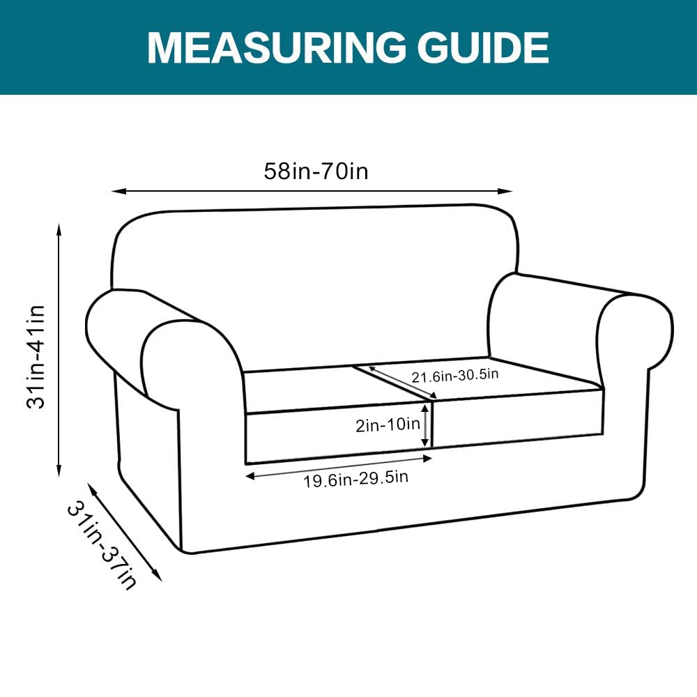 Turquoize 3 Piece Sofa Covers for 2 Cushion Couch Sofa Slipcover Soft Couch Cover for Dogs-Washable Sofa Furniture Covers with 2 Individual Cushion Covers, Thick Jacquard Fabric (Loveseat, Navy) Turquoize