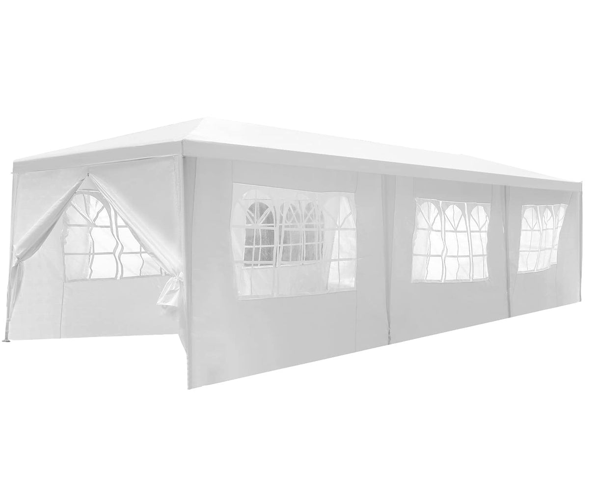 Canopy 10'x30' Party Tent Heavy Duty Outdoor Gazebo Wedding Party Tent with 8 Removable Sidewalls Waterproof UV Resistant for Wedding Camping Shelter BBQ,White BestMassage
