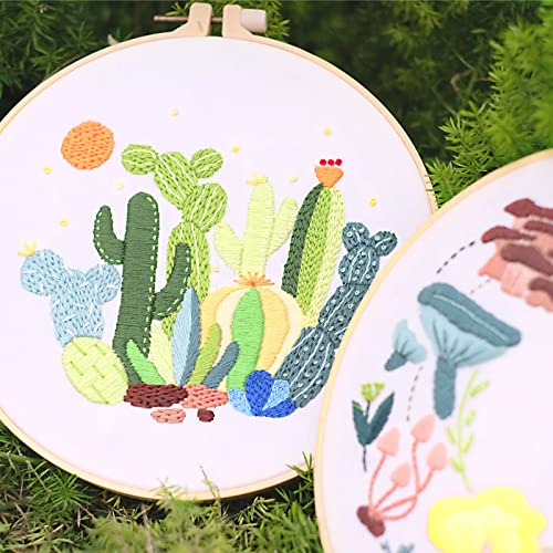 HAND U JOURNEY Basic Embroidery Stitch Kit – 28 Stitch Techniques with Mushroom Embroidery Set, Beginner-Friendly DIY Craft Kit for Adults