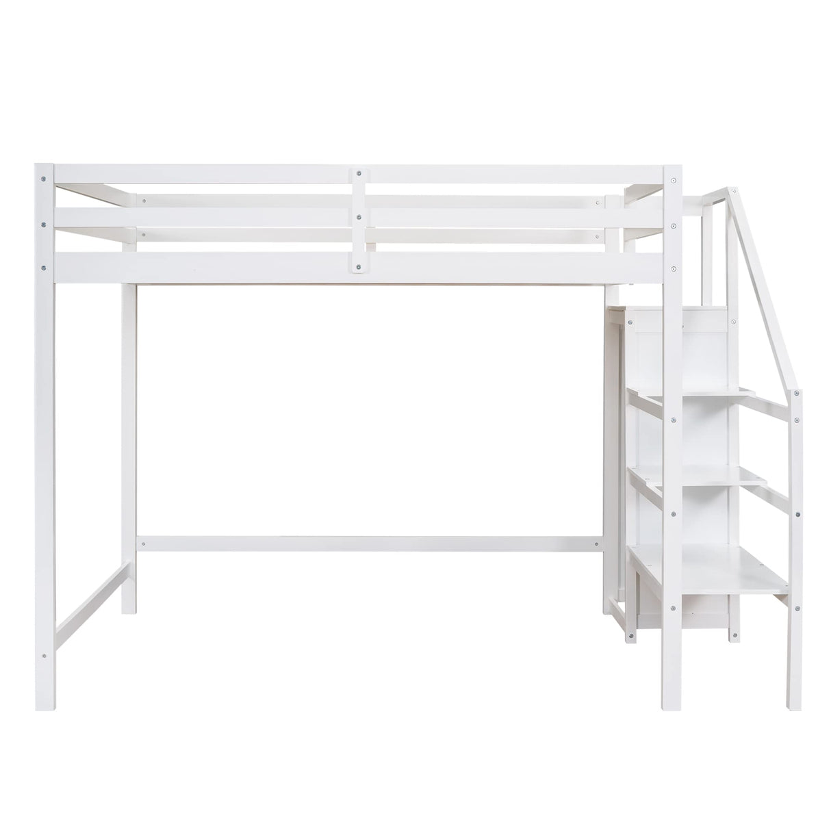 Harper & Bright Designs White Full Loft Bed with Storage Staircase and Wardrobe for Kids Harper & Bright Designs