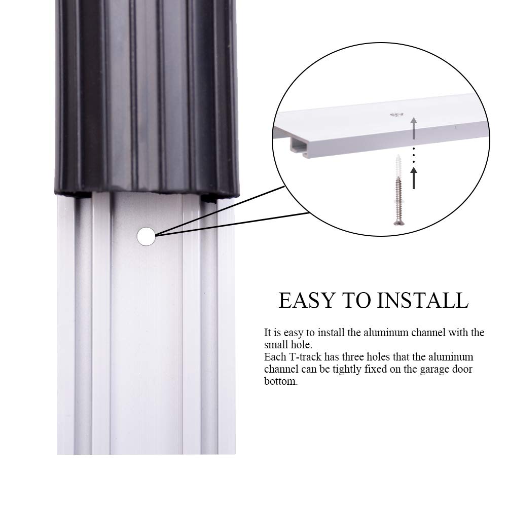 10FT Heavy-Duty U Ring Shape Universal Garage Door Bottom Rubber Seal - Weatherproof Weather Seal Threshold Strip with Pre-drilled Aluminum Track Retainer Base Kit LOOBANI