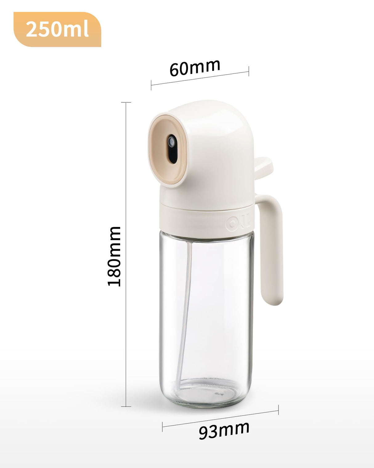 YUPER Oil Sprayer for Cooking, 250ml Refillable Glass Olive Oil Spray Bottle, Continuous oil dispenser for kitchen, 8.4oz Olive Oil Mister Kitchen Gadgets for Air Fryer,Salad, Baking, BBQ YUPER