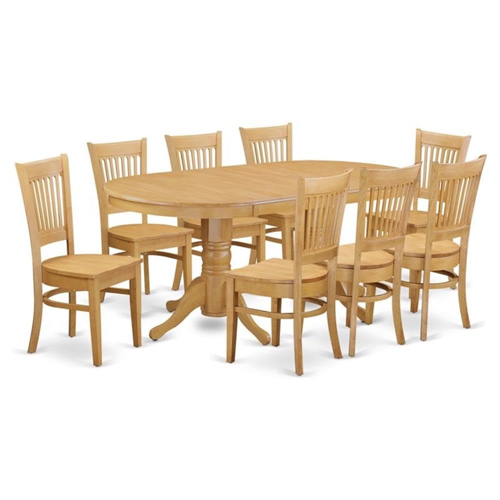 East West Furniture VANC9-OAK-W 9 Piece Dining Set Includes an Oval Dining Room Table with Butterfly Leaf and 8 Kitchen Chairs, 40x76 Inch, Oak East West Furniture