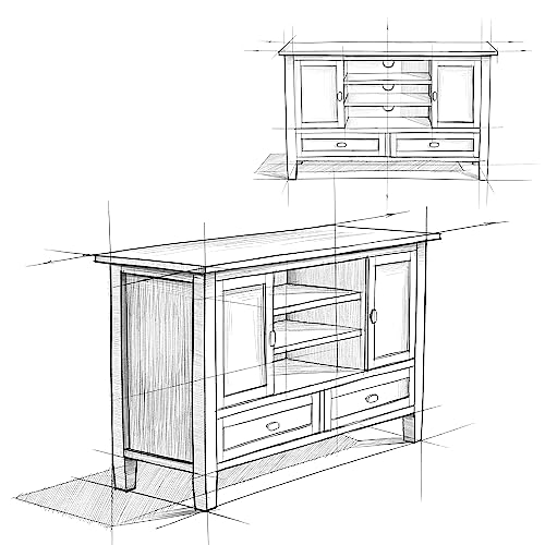 SIMPLIHOME Warm Shaker SOLID WOOD 47 Inch Wide Transitional TV Media Stand in Tobacco Brown for TVs up to 50 Inches, For the Living Room and SIMPLIHOME