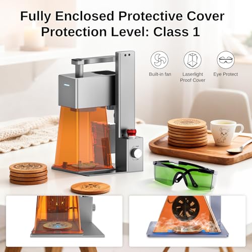 Raymoto 10W Laser Engraver Machine, Portable and Handheld Laser Engraving Machine, 0.08mm Precision & 2000mm/s Lightning Speed Ultra HD Laser Engraver Machines for Wood, Leather, Acylic ect., 10000mW Raymoto