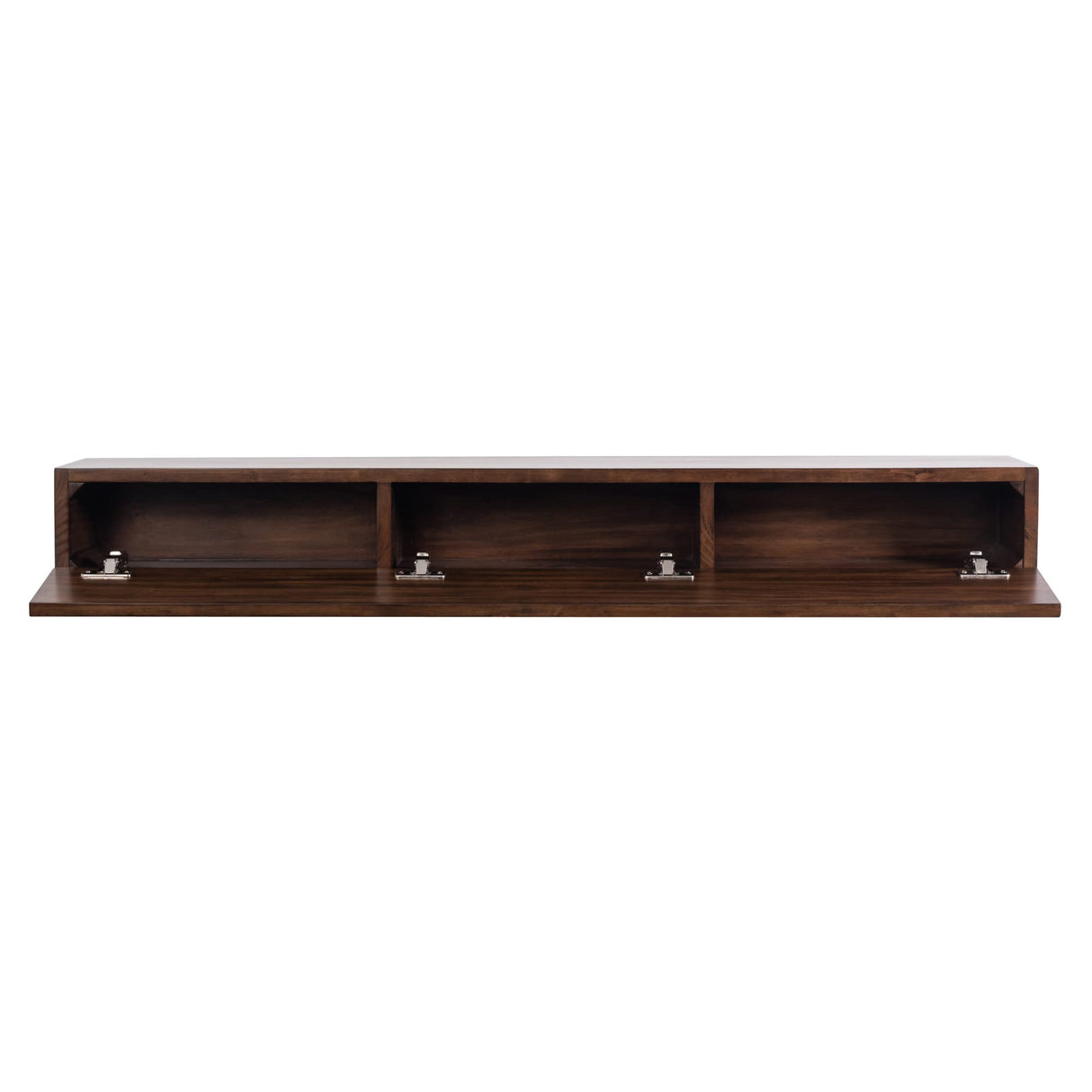 MANTELSDIRECT Houston Floating Wood Mantel Shelf with Hidden Storage Compartment - Mocha 60 Inch | Beautiful Wooden Rustic Shelf for TV Remotes, Controllers, and Décor MANTELSDIRECT