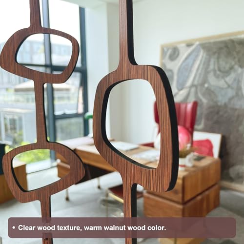 MidModArt 12PCS PVC Hanging Room Divider Panels Mid Century Modern Wall Art, Walnut Wood Texture Decorative Room Dividers for Bedroom Dining Study 10.4"x60.6" MidModArt