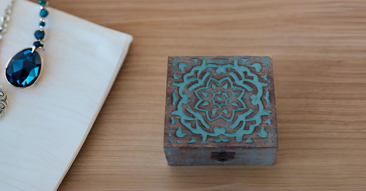 Great Birthday Gift Ideas Handmade Decorative Wooden Jewelry Box Jewelry Organizer Keepsake Box Treasure Chest Trinket Holder Watch Box Storage Box Housewarming Gifts Women The Great Indian Bazaar