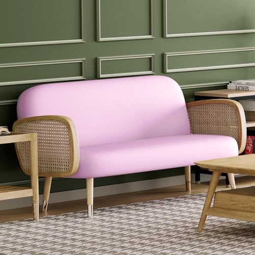 MoNiBloom Queen Size Futon Cover, Armless Stretch Futon Slipcover Armless Sofa Cover Furniture Protector, Durable & Washable Zippered Futon Couch Cover for Adults Kids and Pets, LightPink MoNiBloom
