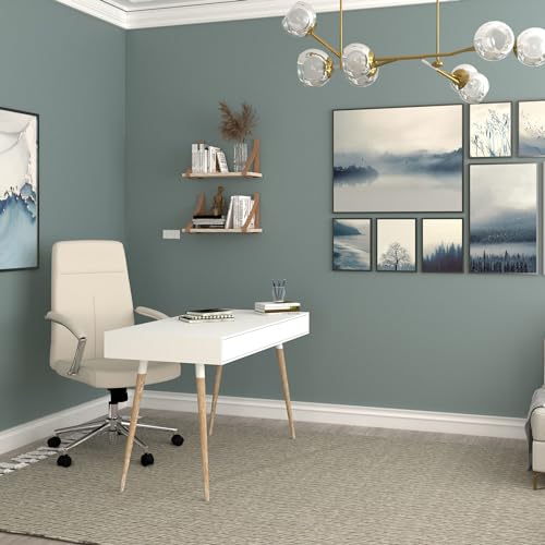 Workspace by Alera Leather Task Chair, Supports Up to 275 lb, 18.19" to 21.93" Seat Height, White Seat, White Back Alera