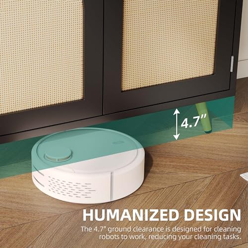 DWVO Buffet Sideboard Cabinet, Rattan Accent Storage Cabinet with Natural Rattan Doors, Modern Coffee Bar Cabinet with Adjustable Shelves 200 lbs Capacity for Kitchen, Living Room and Hallway, Black DWVO