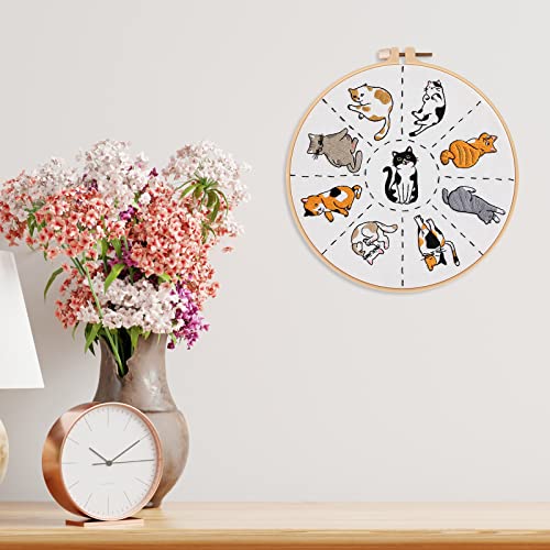 Louise Maelys Cats Embroidery Kits for Beginners with Cute Animals Pattern,Adults Starter Cross Stitch Kit DIY Needlepoint