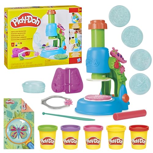 Play-Doh Light & Look Microscope for Kids, Electronic Preschool Toys for Girls & Boys, 9 Accessories & 5 Colors, Back to School Gifts, Ages 3+ Play-Doh