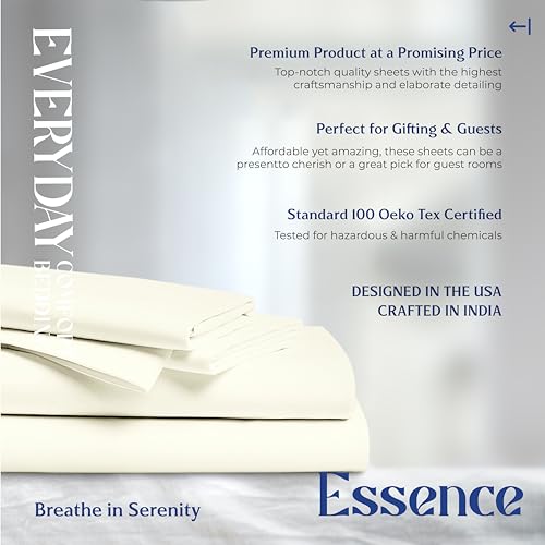 Mayfair Linen 100% Organic Cotton Sheets Full Size - 4 PC Organic Cotton Percale Sheets Full Set (Ivory), Crisp, Soft, Cooling & Breathable Bedsheets, 16" Deep Pocket Hotel Bedding - GOTS Certified Mayfair Linen
