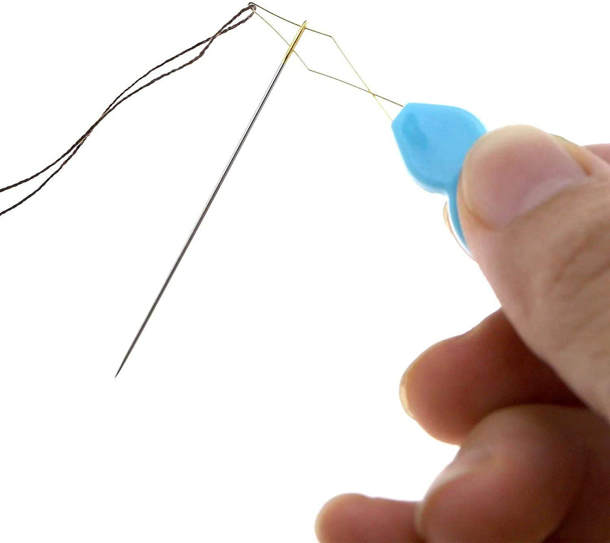 30 Pieces Gourd Shaped Plastic Needle Threaders, Plastic Wire Loop DIY Needle Threader Hand Machine Sewing Tool for Sewing Crafting with Clear Box, 4 Colors Random Phinus