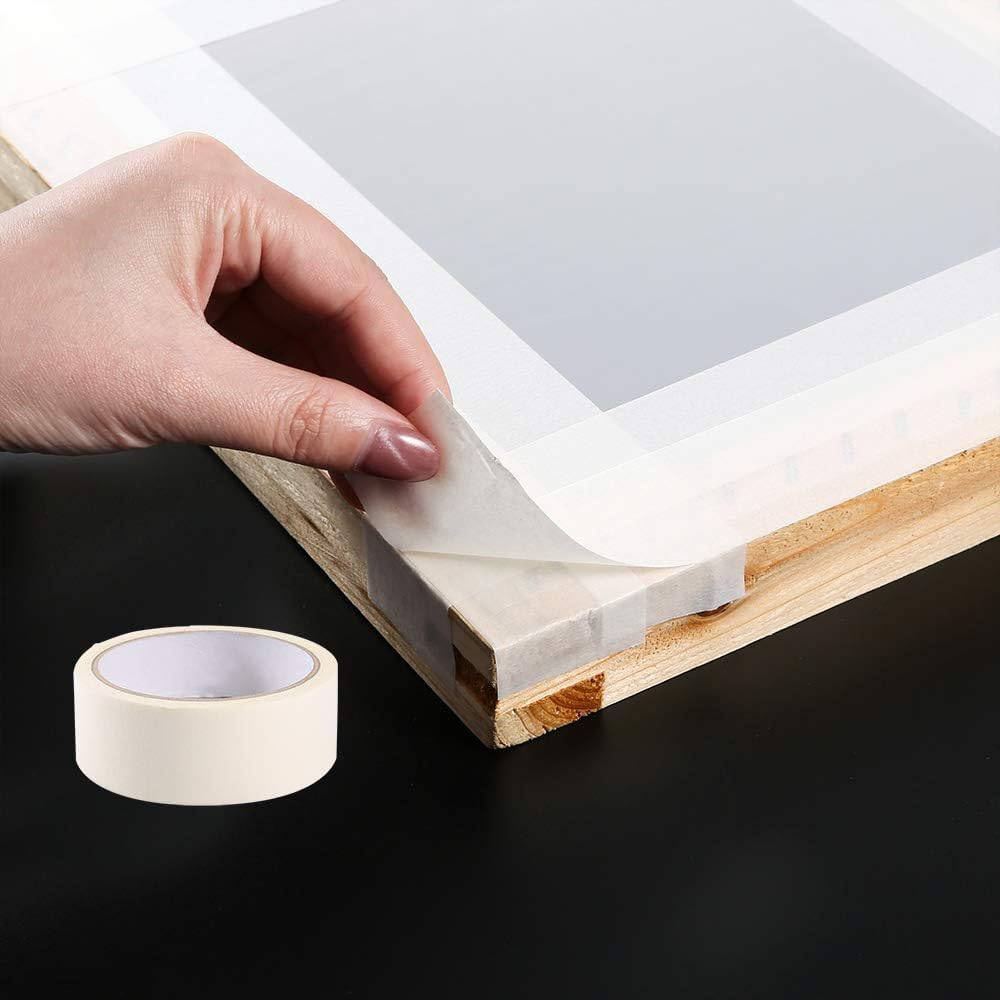 Caydo 31 Pieces Screen Printing Starter kit Include 4 Different Size of Wood Silk Screen Printing Frame with 110 Mesh, Squeegees, Inkjet Transparency Film, Ink Knife, Gloves and Mask Tape Caydo