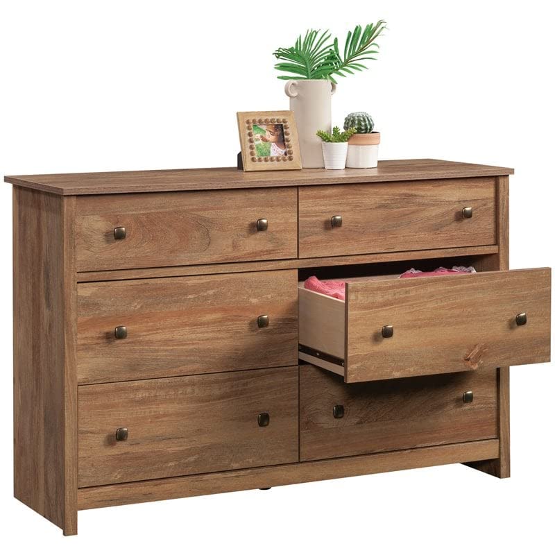 Sauder River Ranch 6-Drawer Bedroom Dresser Sindoori Mango, Sindoori Mango finish Sauder