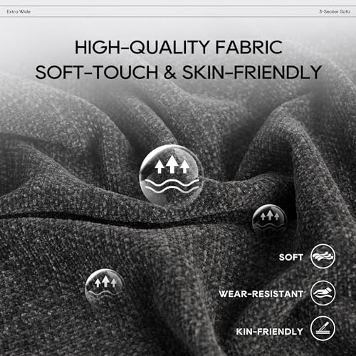 COLAMY 144" Cloud Sectional Couch with Ottoman,Modular Sectional Sofa with 3 Large Seat and 1 Movable Ottoman for Living Room,DIY Combination, Chenille, Gray COLAMY