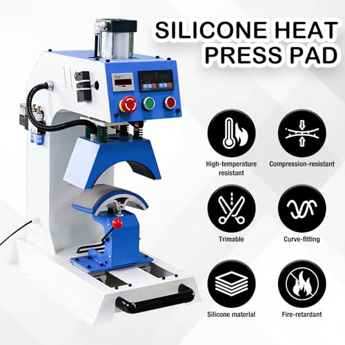 Soleeya 4 Pcs Silicone Heat Press Cover Pad Mat 4"x8"x1/8" with High-Temperature Tape, Heat Resistant Foam Heat Press Accessories and Supplies for Hat Press, Transfer Vinyl, DIY Small Business Soleeya