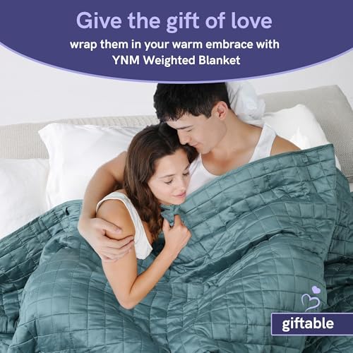 YnM 15lbs Weighted Blanket for Adults, Heavy Bed Throw Blanket with Cooling Glass Beads for All Season Use, Ideal for ~90lbs (48x72 Inches, Twin/Full, Dark Grey) YnM